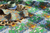 Korean Traditional Stained Glass Style Ten symbols of Longevity Patterned Cotton Fabric made in Korea by the Half Yard